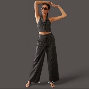 Anthropologie Maeve Pinstripe Wide Leg Trousers Size 6